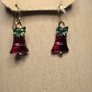 Festive Red and Green Bell Earrings